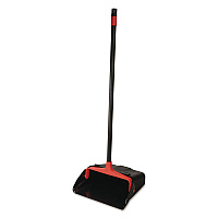 MaxiPlus Lobby Dustpan, 13.5 x 36, 33" Handle, Plastic, Black/Red (96208EA)