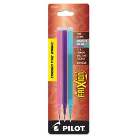 Refill for Pilot FriXion Erasable, FriXion Ball, FriXion Clicker and FriXion LX Gel Ink Pens, Fine Tip, Assorted Ink, 3/Pack (77336)