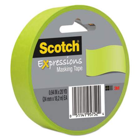 Scotch Expressions Masking Tape, 3" Core, 0.94" x 20 yds, Lemon Lime (3437GRN)