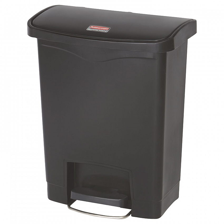 Slim Jim Streamline Resin Step-On Container, Front Step Style, 8 gal, Polyethylene, Black (1883609)