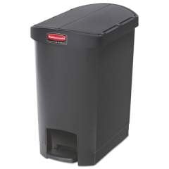 Rubbermaid Commercial Slim Jim Resin Step-On Container, End Step Style, 8 Gal, Black (1883610)