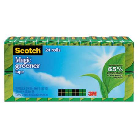 Scotch Magic Greener Tape, 1" Core, 0.75" x 75 ft, Clear, 24/Pack (81224P)