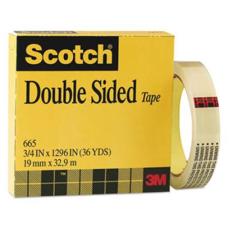 Scotch Double-Sided Tape, 3" Core, 0.75" x 36 yds, Clear (665341296)