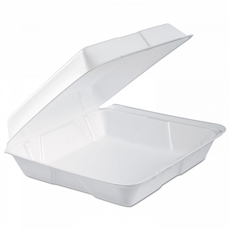 Foam Hinged Lid Container, Performer Perforated Lid, 9.3 x 9.5 x 3, White, 100/Bag, 2 Bag/Carton (95HTPF1R)