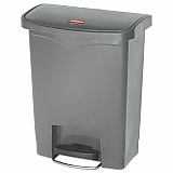 Slim Jim Streamline Resin Step-On Container, Front Step Style, 8 gal, Polyethylene, Gray (1883600)