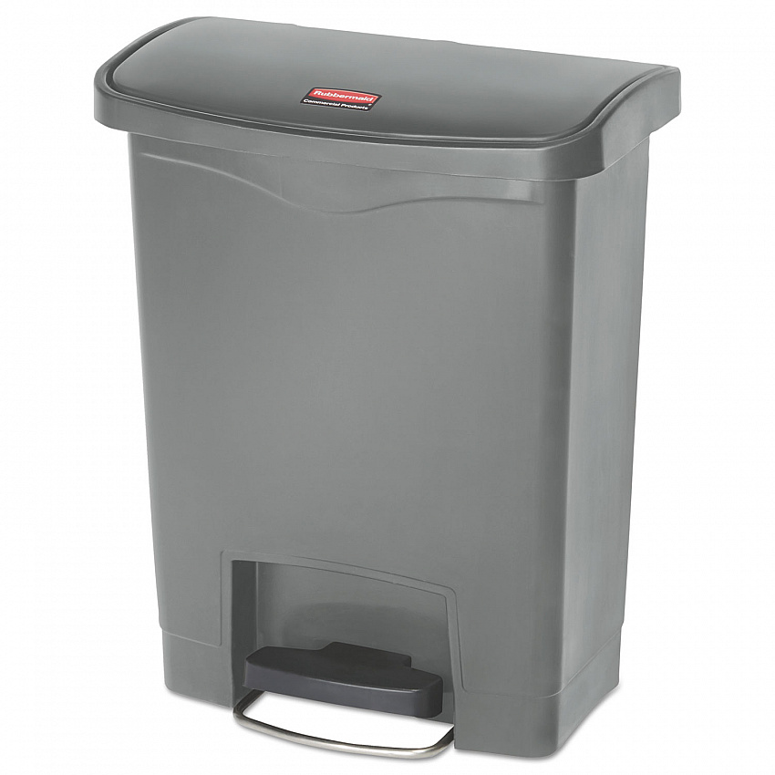 Slim Jim Streamline Resin Step-On Container, Front Step Style, 8 gal, Polyethylene, Gray (1883600)