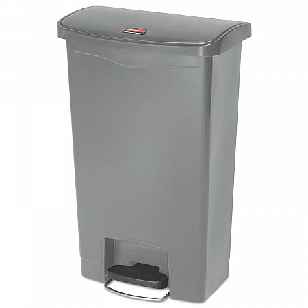 Slim Jim Streamline Resin Step-On Container, Front Step Style, 13 gal, Polyethylene, Gray (1883602)