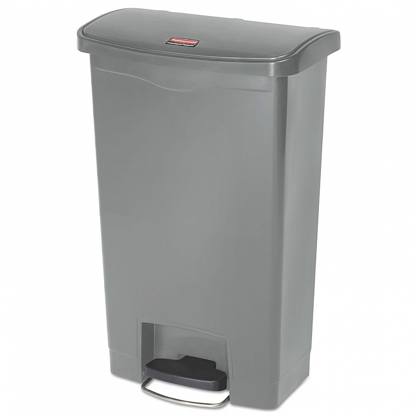 Slim Jim Streamline Resin Step-On Container, Front Step Style, 13 gal, Polyethylene, Gray (1883602)