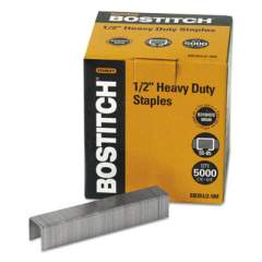Bostitch Heavy-Duty Premium Staples, 0.5" Leg, 0.5" Crown, Steel, 5,000/Box (SB35125M)