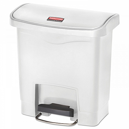 Slim Jim Streamline Resin Step-On Container, Front Step Style, 4 gal, Polyethylene, White (1883554)