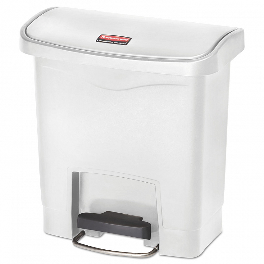 Slim Jim Streamline Resin Step-On Container, Front Step Style, 4 gal, Polyethylene, White (1883554)