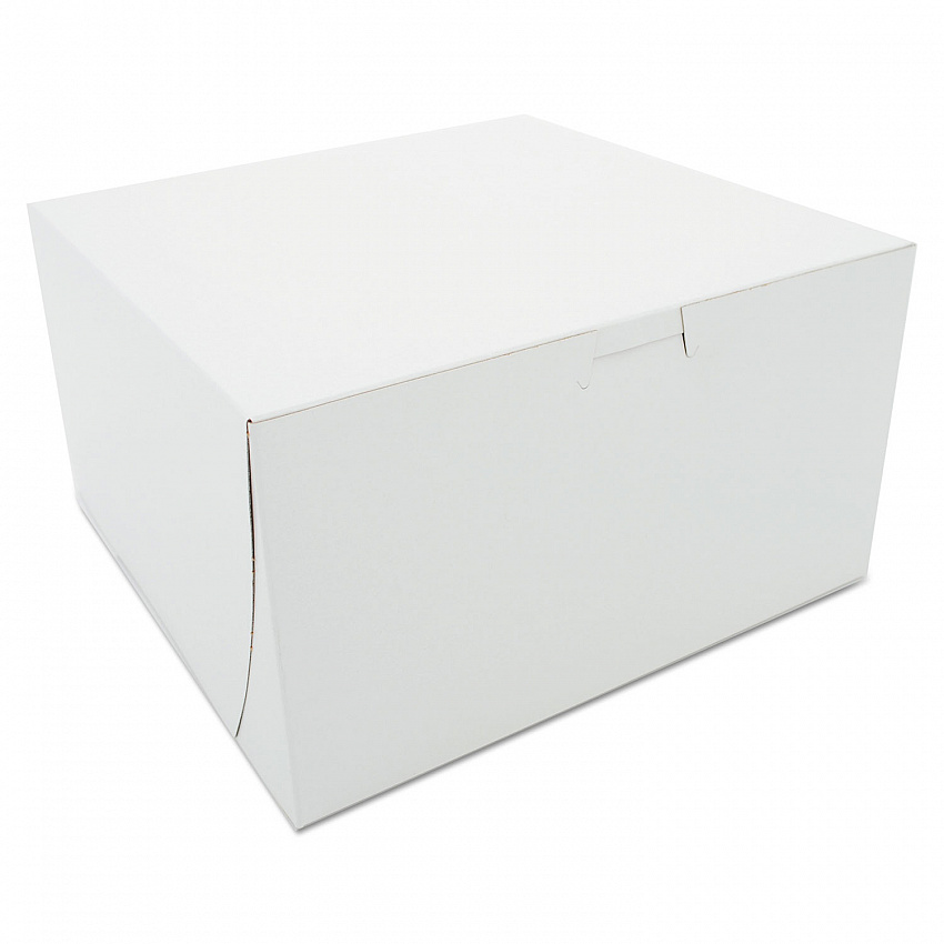 White One-Piece Non-Window Bakery Boxes, 9 x 9 x 5, White, Paper, 100/Carton (0965)