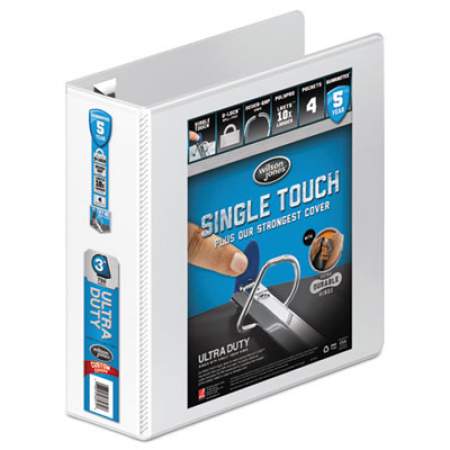 Wilson Jones Ultra Duty D-Ring View Binder with Extra-Durable Hinge, 3 Rings, 3" Capacity, 11 x 8.5, White (86630)