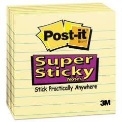 Post-it Notes Super Sticky Canary Yellow Pads, Lined, 4 x 4, 90-Sheet, 6/Pack (6756SSCY)
