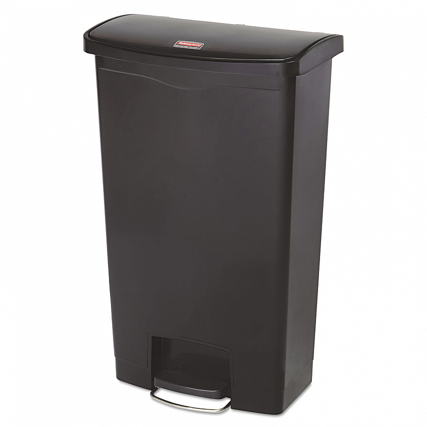 Slim Jim Streamline Resin Step-On Container, Front Step Style, 18 gal, Polyethylene, Black (1883613)