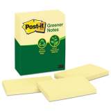 Post-it Greener Notes Recycled Note Pads, 3 x 5, Canary Yellow, 100-Sheet, 12/Pack (655RPYW)