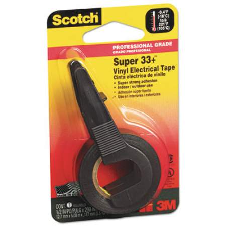 Scotch Super 33+ Vinyl Electrical Tape with Dispenser, 1" Core, 0.5" x 5.5 yds, Black (194NA)