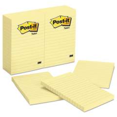 Post-it Notes Original Pads in Canary Yellow, Lined, 4 x 6, 100-Sheet, 12/Pack (660YW)
