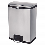 Slim Jim Stainless Steel Step-On Container, Front Step Style, 24 gal, Stainless Steel, Black (1901999)