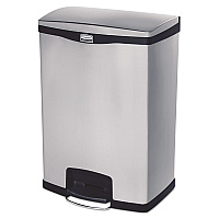 Slim Jim Stainless Steel Step-On Container, Front Step Style, 24 gal, Stainless Steel, Black (1901999)