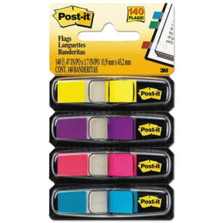 Post-it Flags Small Page Flags in Dispensers, 0.5" x 1.75", Four Colors, 35/Color, 4 Dispensers/Pack (6834AB)