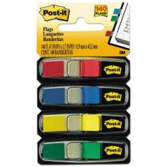 Post-it Flags Small Page Flags in Dispensers, 0.5" x 1.75", Assorted Primary, 35/Color, 4 Dispensers/Pack (6834)