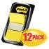 Post-it Flags Marking Page Flags in Dispensers, Yellow, 12 50-Flag Dispensers/Box (680YW12)