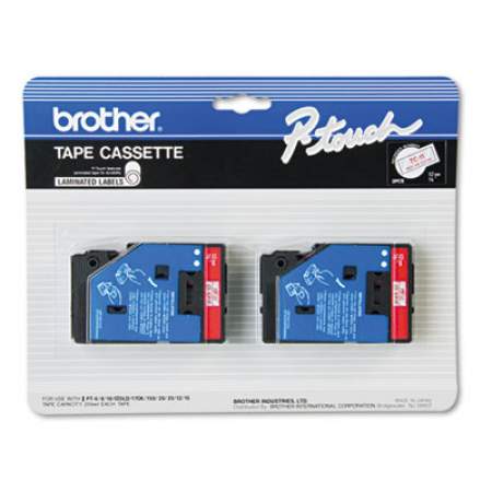 Brother P-Touch TC Tape Cartridges for P-Touch Labelers, 0.47" x 25.2 ft, Red on Clear, 2/Pack (TC11)