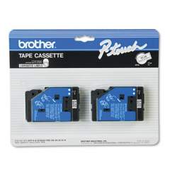 Brother P-Touch TC Tape Cartridges for P-Touch Labelers, 0.5" x 25.2 ft, Black on White, 2/Pack (TC20)
