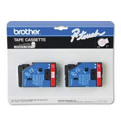 Brother P-Touch TC Tape Cartridges for P-Touch Labelers, 0.5" x 25.2 ft, Red on White, 2/Pack (TC21)