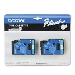 Brother P-Touch TC Tape Cartridges for P-Touch Labelers, 0.5" x 25.2 ft, Blue on White, 2/Pack (TC22)