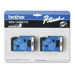 Brother P-Touch TC Tape Cartridges for P-Touch Labelers, 0.35" x 25.2 ft, White on Black, 2/Pack (TC34Z)