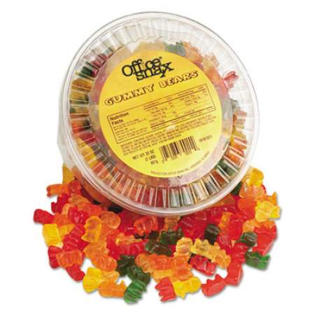 Office Snax Gummy Bears, Assorted Flavors, 2 lb Tub (70015)