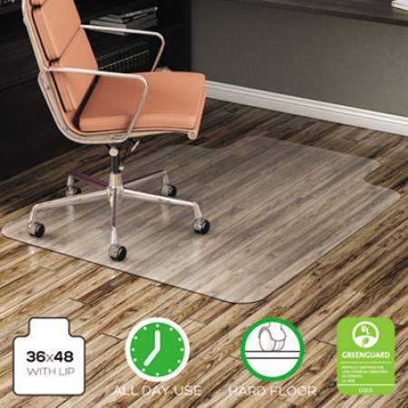 deflecto EconoMat All Day Use Chair Mat for Hard Floors, 36 x 48, Lipped, Clear (CM21112)
