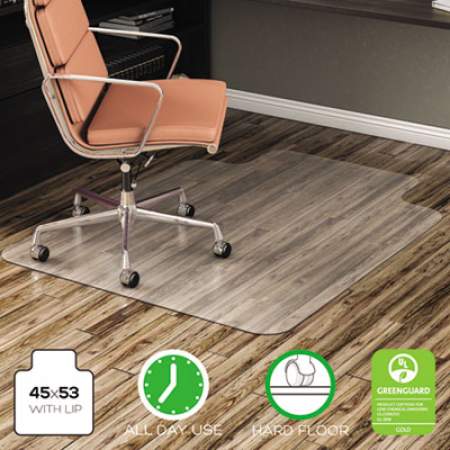deflecto EconoMat All Day Use Chair Mat for Hard Floors, 45 x 53, Wide Lipped, Clear (CM21232)