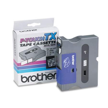 Brother P-Touch TX Tape Cartridge for PT-8000, PT-PC, PT-30/35, 0.7" x 50 ft, Black on Clear (TX1411)