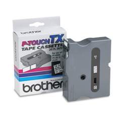 Brother P-Touch TX Tape Cartridge for PT-8000, PT-PC, PT-30/35, 0.7" x 50 ft, Black on White (TX2411)