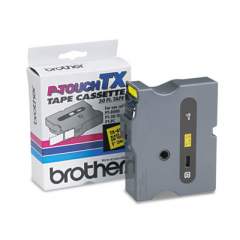 Brother P-Touch TX Tape Cartridge for PT-8000, PT-PC, PT-30/35, 0.94" x 50 ft, Black on Yellow (TX6511)