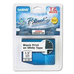 Brother P-Touch TZe Standard Adhesive Laminated Labeling Tape, 1.4" x 26.2 ft, Black on White (TZE261)
