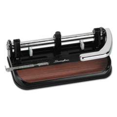 Swingline 40-Sheet Accented Heavy-Duty Lever Action Two- to Seven-Hole Punch, 11/32" Holes, Black/Woodgrain (74400)