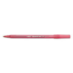 BIC Round Stic Xtra Life Ballpoint Pen, Stick, Medium 1 mm, Red Ink, Translucent Red Barrel, Dozen (GSM11RD)