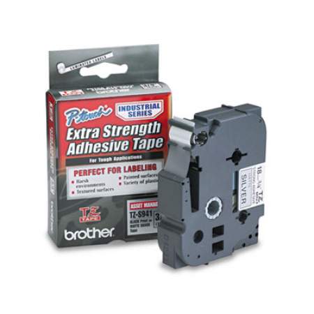 Brother P-Touch TZ Extra-Strength Adhesive Laminated Labeling Tape, 0.7" x 26.2 ft, Black on Matte Silver (TZES941)