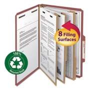 Smead 100% Recycled Pressboard Classification Folders, 3 Dividers, Legal Size, Red, 10/Box (19099)