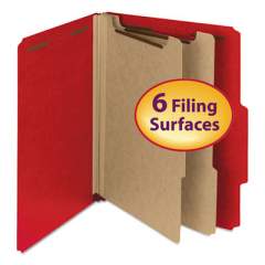 Smead 100% Recycled Pressboard Classification Folders, 2 Dividers, Letter Size, Bright Red, 10/Box (14061)