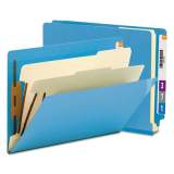 Smead Colored End Tab Classification Folders w/ Dividers, 2 Dividers, Letter Size, Blue, 10/Box (26836)