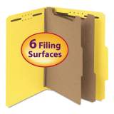 Smead 100% Recycled Pressboard Classification Folders, 2 Dividers, Letter Size, Yellow, 10/Box (14064)