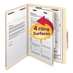 Smead Manila Four- and Six-Section Top Tab Classification Folders, 1 Divider, Letter Size, Manila, 10/Box (13700)