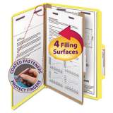 Smead Four-Section Pressboard Top Tab Classification Folders with SafeSHIELD Fasteners, 1 Divider, Legal Size, Yellow, 10/Box (18734)