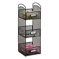 Onyx Breakroom Organizers, 3 Compartments, 6 x 6 x 18, Steel Mesh, Black (3290BL)