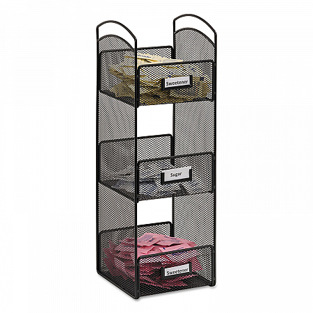 Onyx Breakroom Organizers, 3 Compartments, 6 x 6 x 18, Steel Mesh, Black (3290BL)
